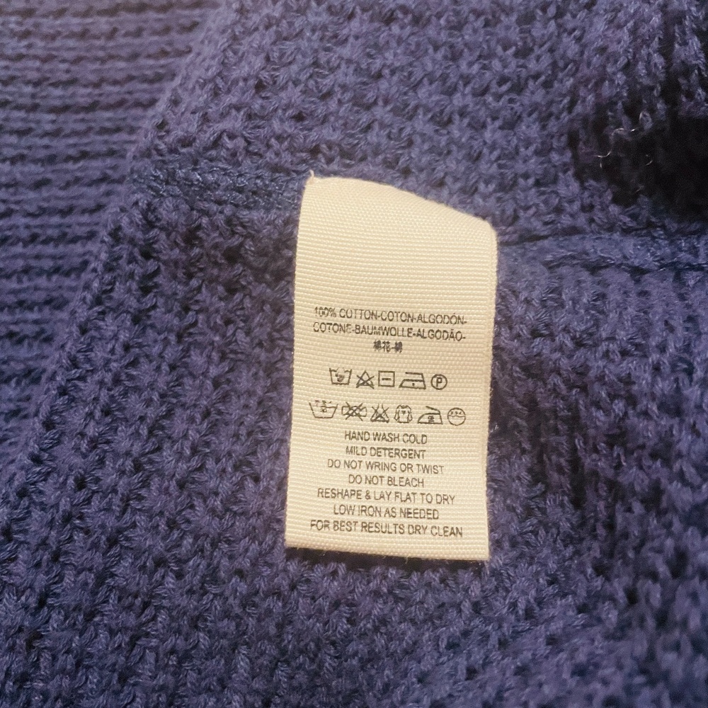 Free People Moonshine Navy, V-Neck Long Sleeve Sweater, Raw Edge, Size Small - Picture 10 of 12